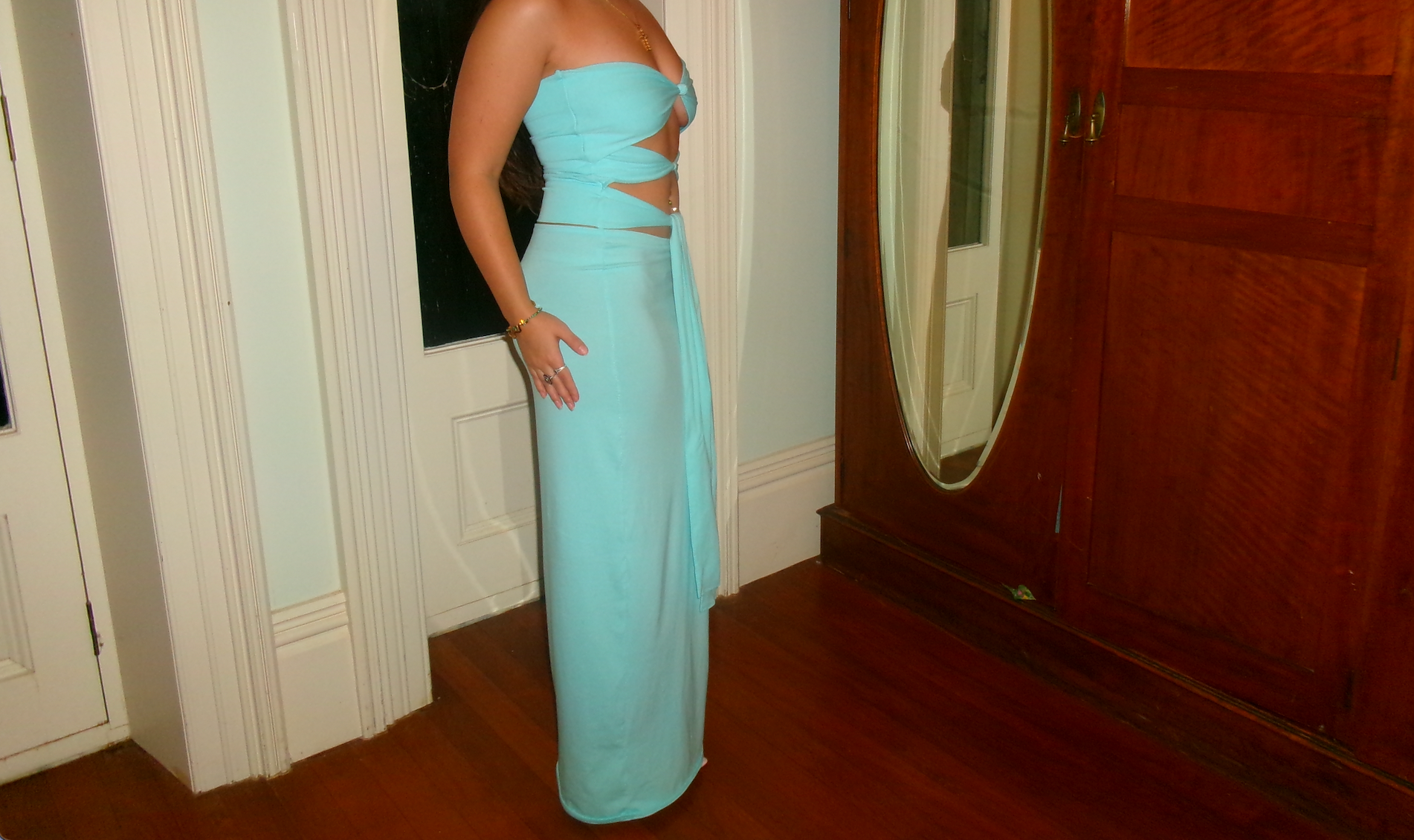 Rosé Maxi Skirt Aqua